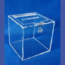 URNA VOTACION para sobremesa con tapa con bisagra<br>Medidas: 150 x 150 x 150 mm<br>